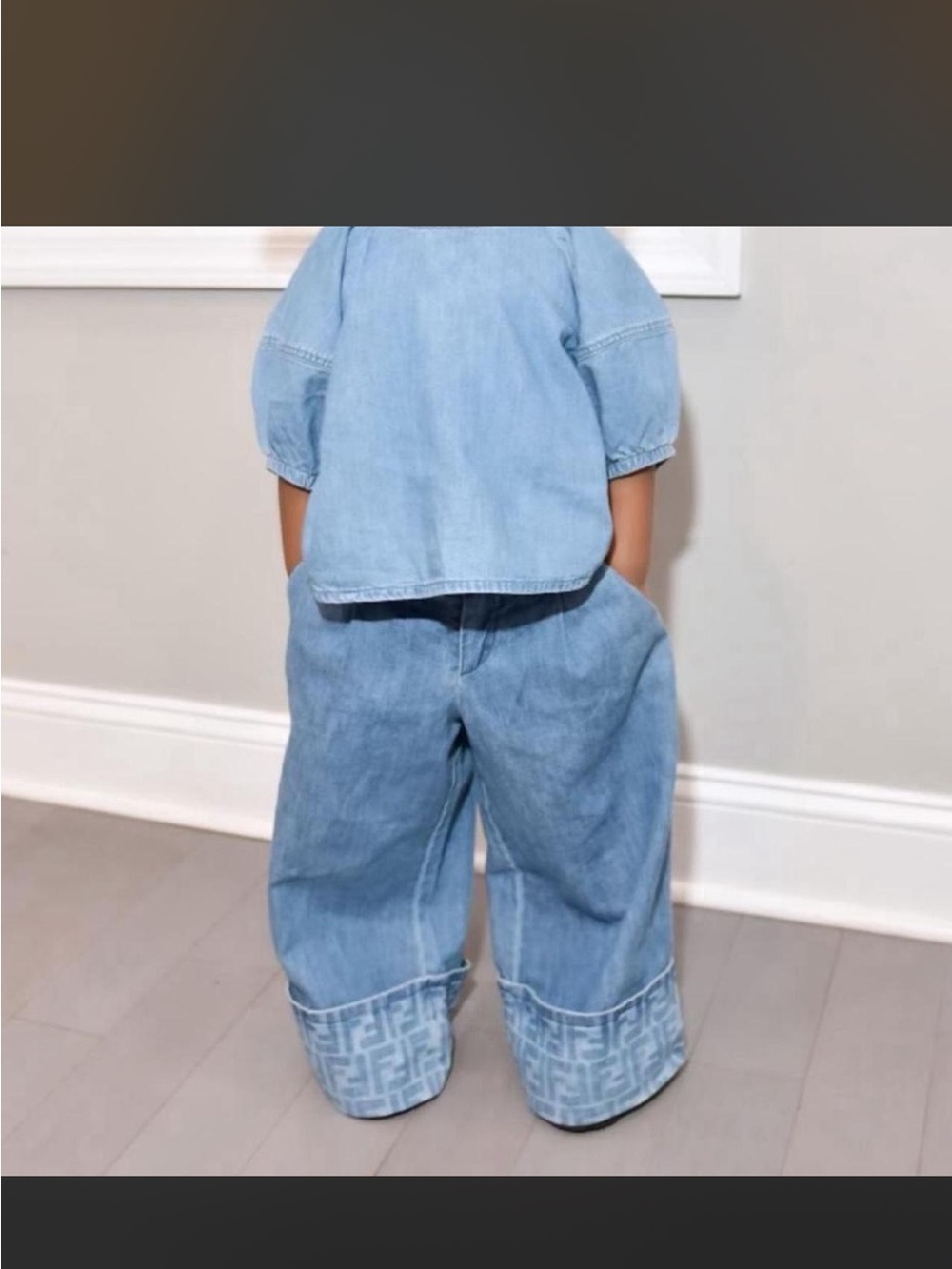 Light Blue Kids Wide-Leg Denim Pants